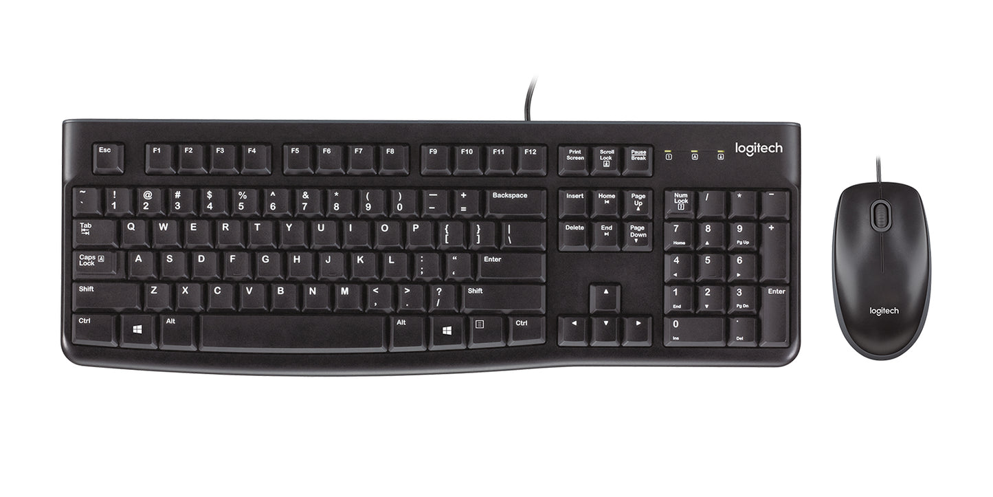 Black Durable Logitech MK120 wired keyboard & mouse combo