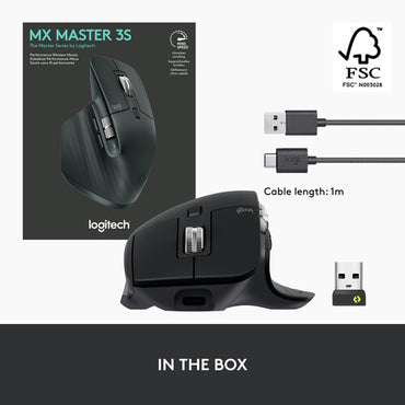 Logitech MX Master 3S graphite front view ergonomic mouse