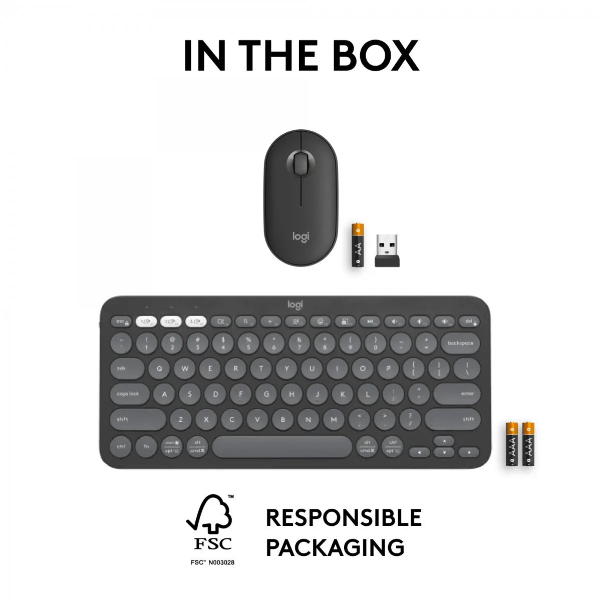 Logitech Pebble 2 Wireless Keyboard and Mouse Combo in graphite gray