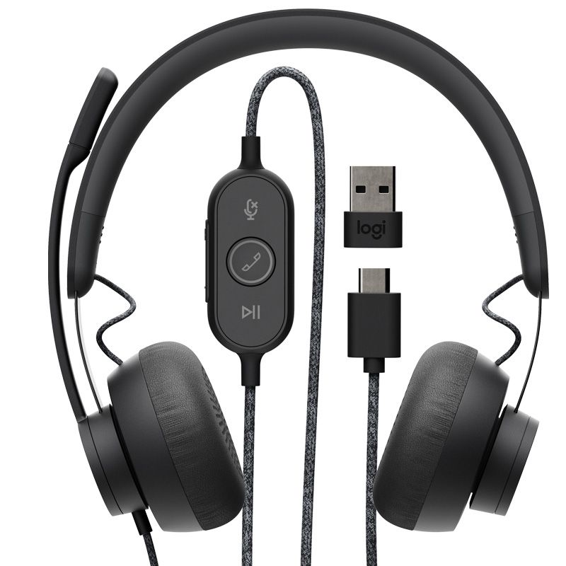 "Logitech Zone Wired USB headset for calls and meetings – Professional noise-canceling mic"