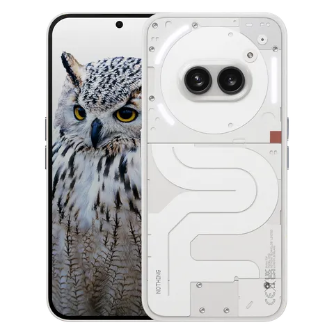 White Nothing Phone (2a) transparent design back and dual cameras