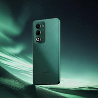 OPPO A5 back in Aurora Green with the vertical dual camera module