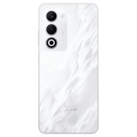 OPPO A5 Mist White close-up of the marble back and 50MP camera island