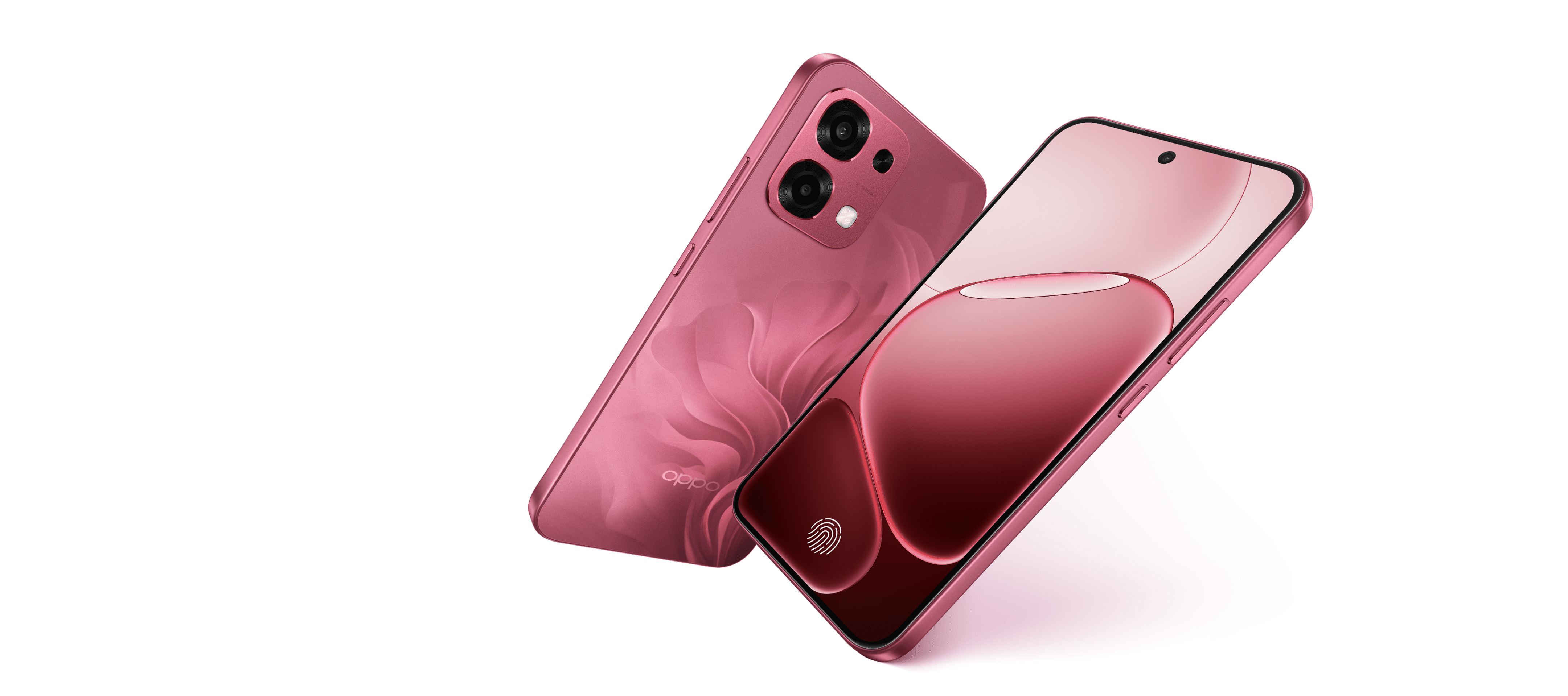 OPPO A6 Pro in Rosewood Red, front AMOLED and back with the dual camera