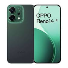 Tiny render: OPPO Reno 14F 5G in Luminous Green, back and front