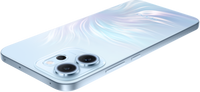 OPPO Reno 14F 5G in Opal Blue lying flat, side and camera island view