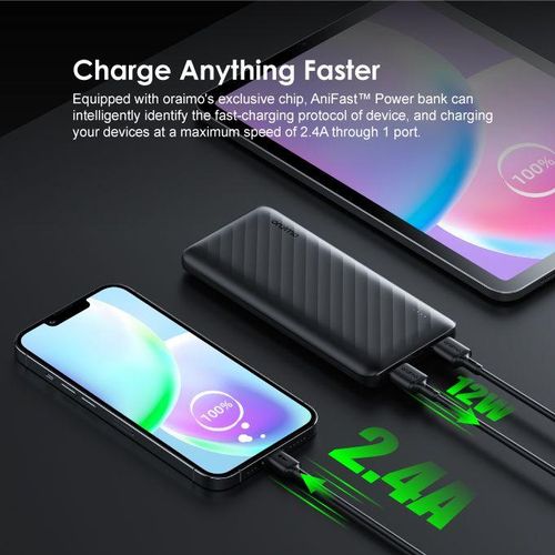 Slim Oraimo 10000mAh portable charger for Android and iPhone