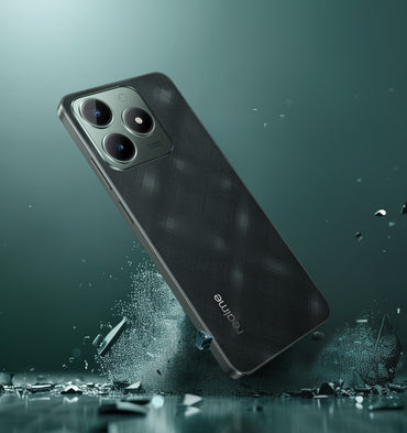 Realme C61 Dark Green back with rear camera close up