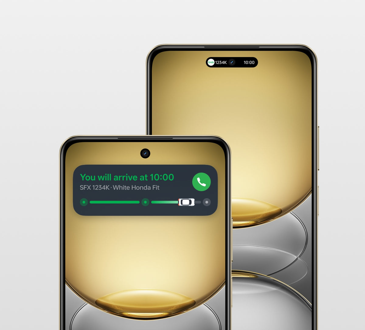 Realme C75 Lightning Gold front screens showing the Full HD+ display and status bar