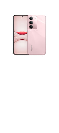 Realme C75X Coral Pink front and back with the triple-look camera island