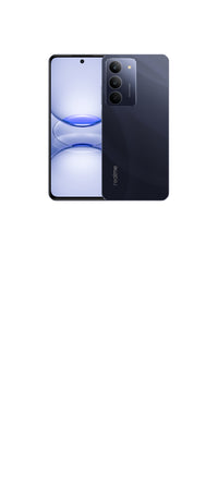 Realme C75X Oceanic Blue front and back, showing the 6.67-inch screen and 50MP camera