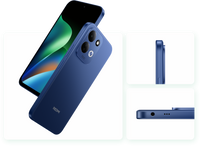 Redmi 17 in deep blue, back and side views with the 50MP camera and headphone jack