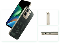 Redmi 17 in oak green with a leaf pattern, back and side views