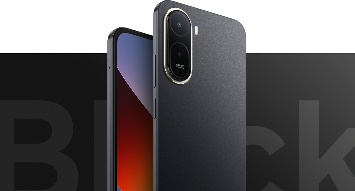 Redmi A7 Pro in black, front and back, showing the 6.9-inch screen and 13MP camera