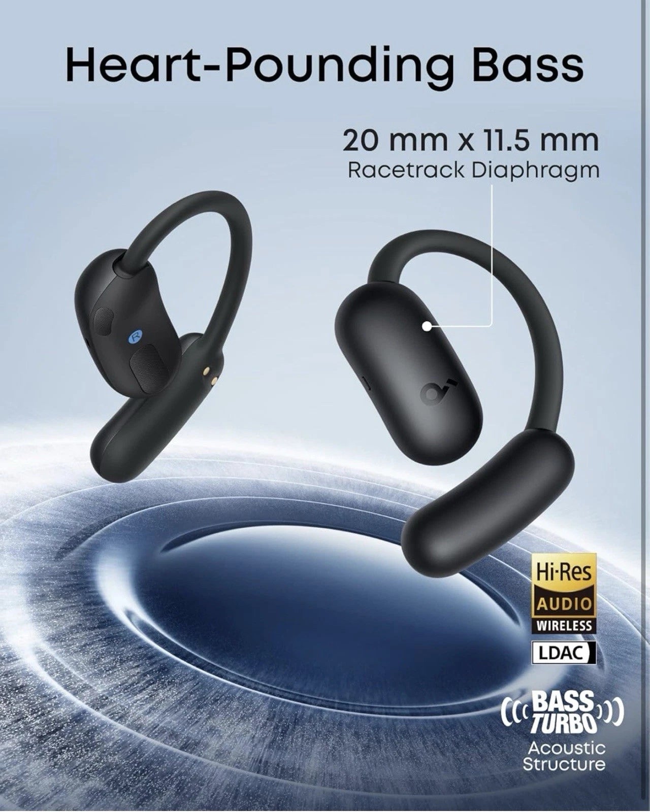 Soundcore AeroFit 2 Open-Ear Wireless Earbuds A3874H12 with LDAC Audio