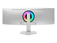 :Samsung Odyssey OLED G9 curved side profile showing ultra-wide display