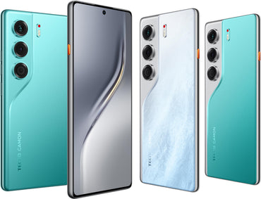 Tecno Camon 40 official hero photo of the Glacier White 4G Camon