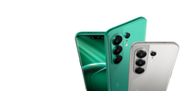 Tecno Camon 50 Pro in malachite green and nebula titanium, front and back
