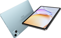 Tecno MegaPad SE in Glacier Blue, official back with the dual-look camera and the 11-inch front