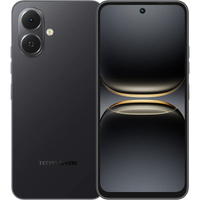 Tecno Pop 10 in ink black, back and front view with the dual camera module