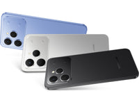 Tecno Spark 40 backs in Mirage Blue, Titanium Grey and Ink Black
