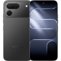 Tecno Spark 50 Pro in ink black, back and front with the 50MP camera bar