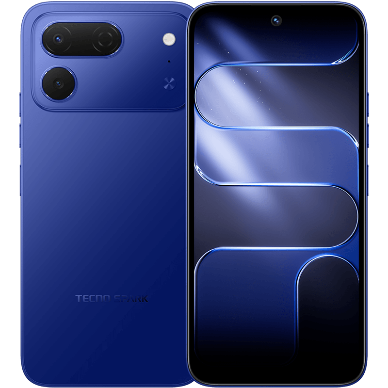 Tecno Spark 50 Pro in midnight blue, back and front of the 6.78-inch screen
