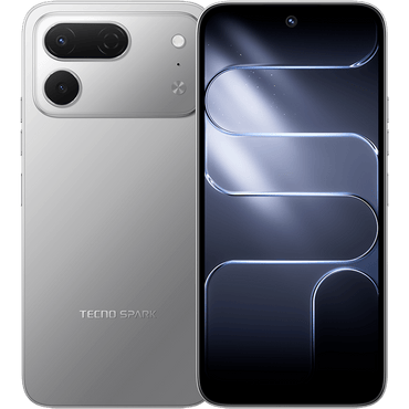 Tecno Spark 50 Pro in titanium grey, back and front view