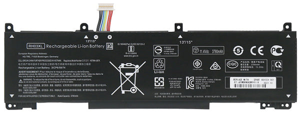 HP RH03XL Replacement Battery for ProBook G8 / G9 Series 430 / 440 / 445 / 450 / 455 / 630 / 640 / 650 — 11.4V 45Wh in