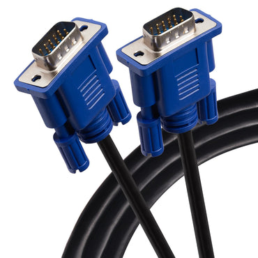 VGA cable gold-plated connectors close-up view