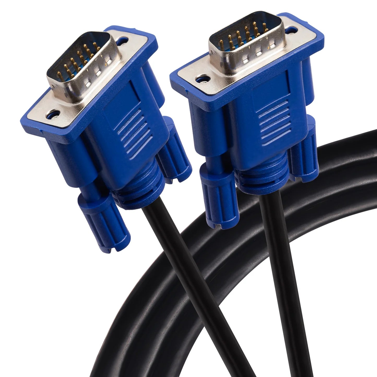 VGA cable gold-plated connectors close-up view