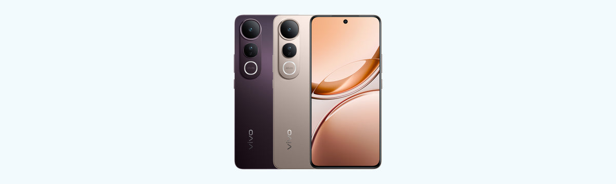 vivo V50 Lite 5G Kenya gallery: Phantom Black back, Titanium Gold back, and gold AMOLED front