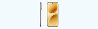 vivo V70 in Alpine Gray, side buttons and the flat 6.59-inch AMOLED with a gold wallpaper