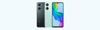 vivo Y03 official gallery: Space Black back, Gem Green back, and the 6.56-inch front