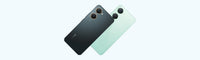 vivo Y03 backs in Space Black and Gem Green at an angle