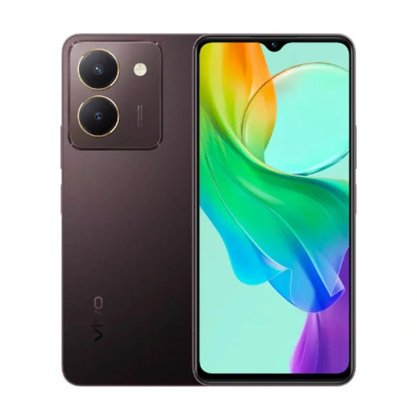 Vivo Y27s smartphones showcasing the front and back sides with the display on, to highlight the design and camera module.