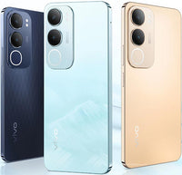 GSMArena render of three vivo backs in navy, ice blue and gold, not the Kenyan Noble Brown or Elegant White