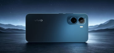 vivo Y500 official back in Midnight Blue with the dual camera island on a dark backdrop