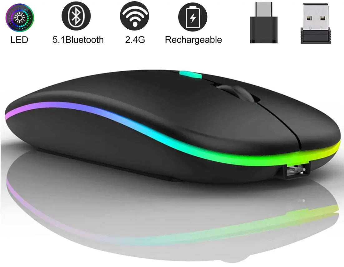 Black Glowing Wireless rechargeable mouse with Bluetooth connection