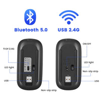 Two Wireless rechargeable mouse silent click bottom view display