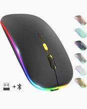 Slim ergonomic rechargeable mouse for laptops and PCs