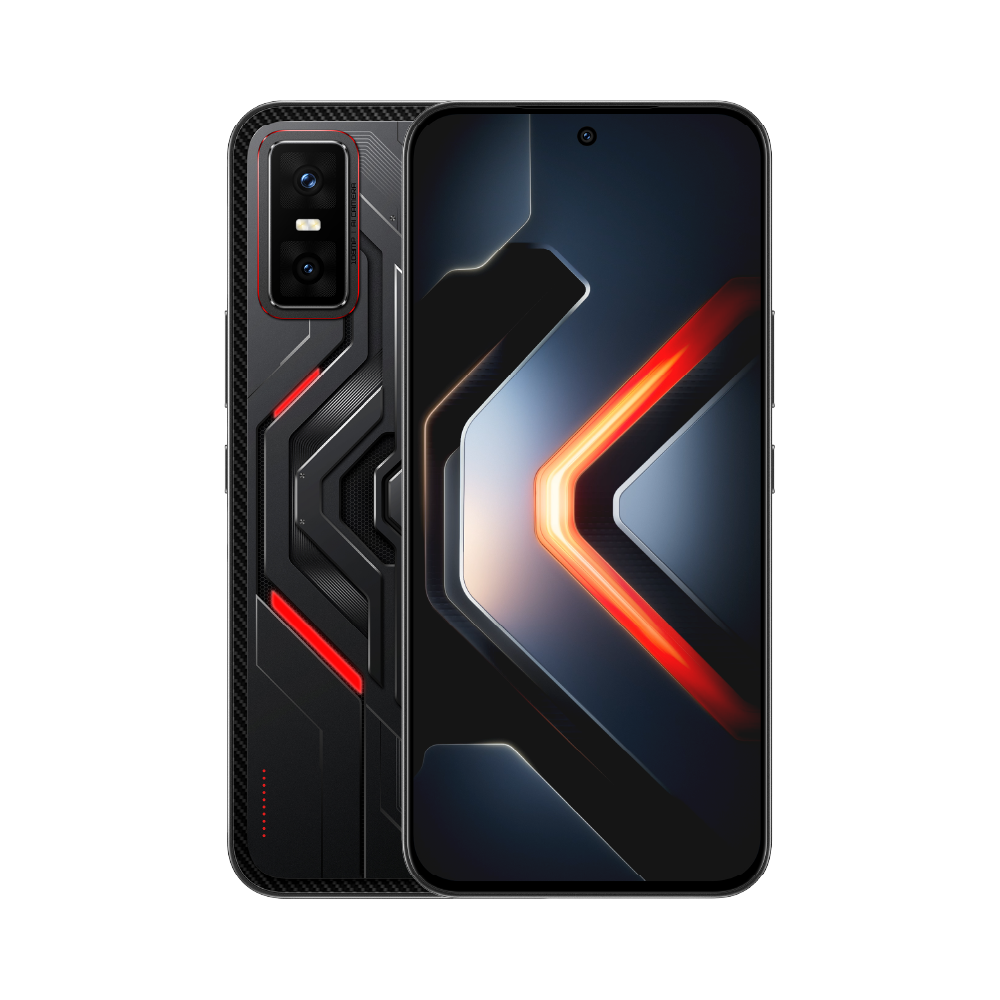 Infinix GT 30 Pro in Dark Flare, back and front view