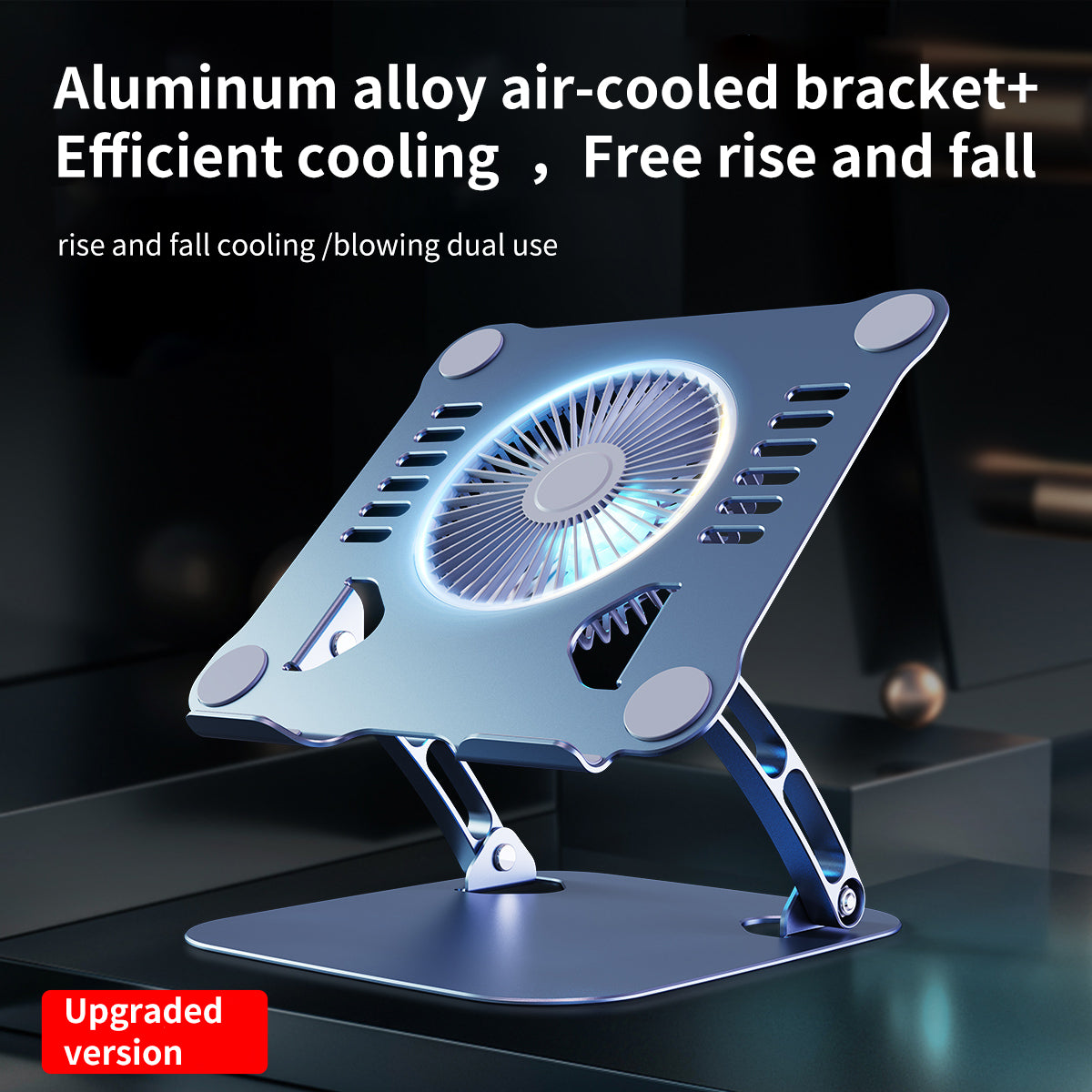 Single fan P43F laptop stand folded view showing slim profile 