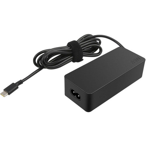 USB-C connector closeup on Lenovo 65W charger