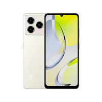 ZTE A76 in silver, official back with the camera island and the 6.75-inch HD+ front